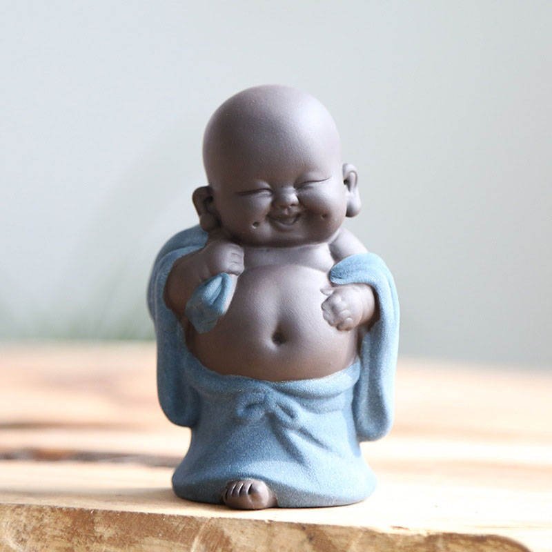 Statuette-moine-bouddhiste-en-ceramique-emaillee-pour-decoration-zen-picture-2