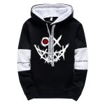 Sweat-a-capuche-homme-bicolore-avec-motif-graphique-de-visage-stylise-et-poche-k-picture-4