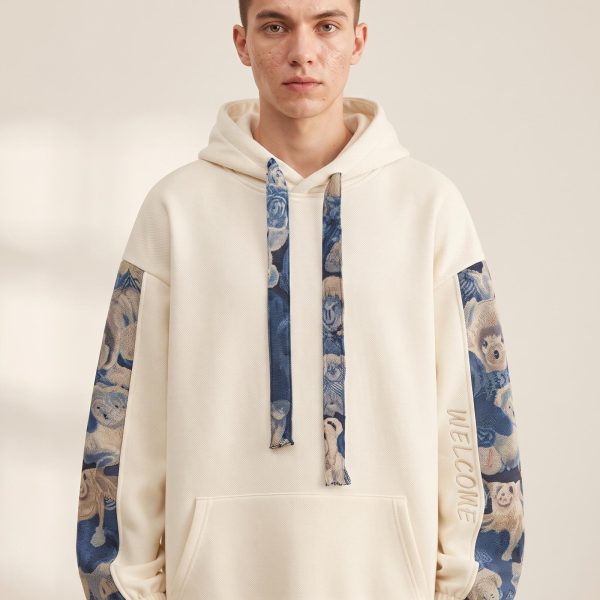 Sweat à capuche oversize imprimé d'oursons en peluche avec poche kangourou et broderie