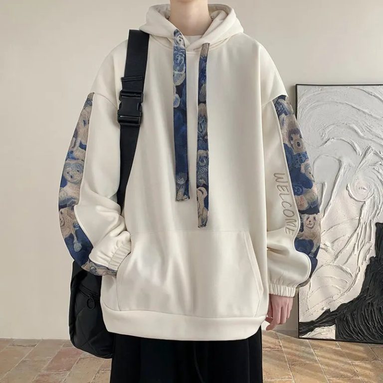 Sweat à capuche oversize imprimé d'oursons en peluche avec poche kangourou et broderie