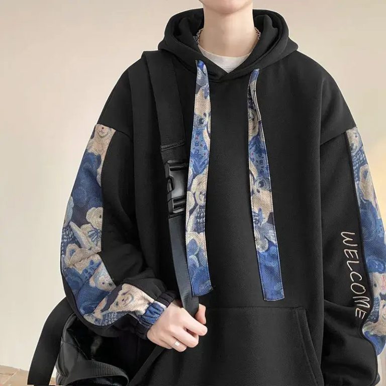 Sweat à capuche oversize imprimé d'oursons en peluche avec poche kangourou et broderie