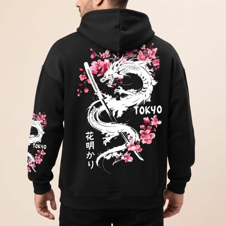 Sweat-a-capuche-streetwear-japonais-avec-dragon-katana-et-fleurs-de-cerisier-miniature