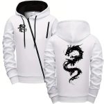 Sweat-a-capuche-zippe-asymetrique-orne-dun-dragon-japonais-au-dos-picture-1
