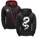 Sweat-a-capuche-zippe-asymetrique-orne-dun-dragon-japonais-au-dos-picture-3