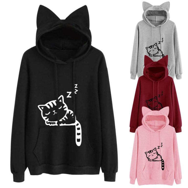 Sweat-chat-kawaii-a-capuche-avec-oreilles-en-relief-et-motif-chat-qui-dort-picture-1