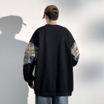 Sweat-noir-oversize-streetwear-a-manches-longues-avec-imprime-doursons-en-peluch-picture-1