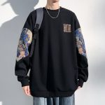 Sweat-noir-oversize-streetwear-a-manches-longues-avec-imprime-doursons-en-peluch-picture-4