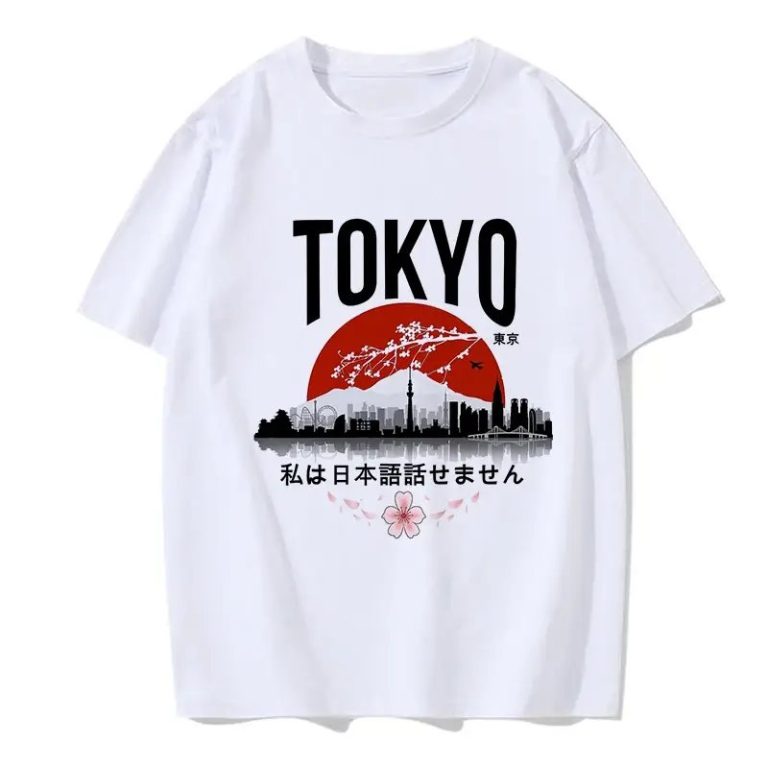 T-shirt-Tokyo-en-modal-avec-skyline-soleil-rouge-et-branches-de-cerisiers-en-fle-picture-2
