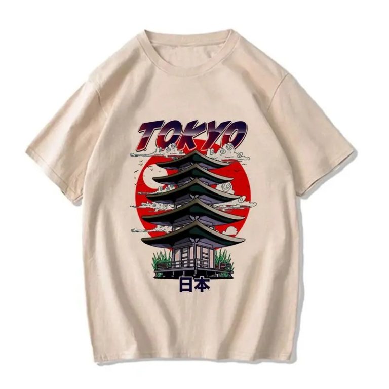 T-shirt-Tokyo-en-modal-avec-skyline-soleil-rouge-et-branches-de-cerisiers-en-fle-picture-4