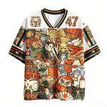 T-shirt-a-motif-japonais-maneki-neko-et-daruma-col-en-V-picture-4