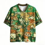 T-shirt-a-motif-japonais-maneki-neko-et-daruma-col-en-V-picture-5