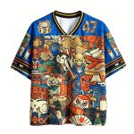 T-shirt-a-motif-japonais-maneki-neko-et-daruma-col-en-V-picture-7