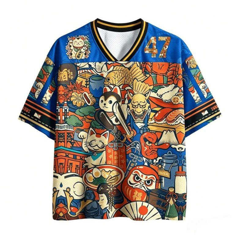 T-shirt-a-motif-japonais-maneki-neko-et-daruma-col-en-V-picture-7