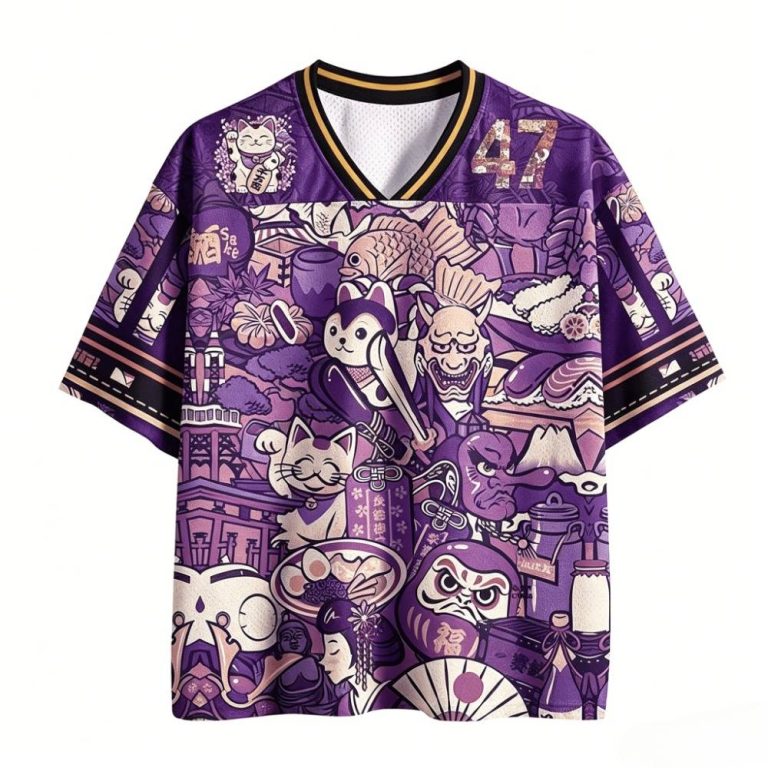 T-shirt-a-motif-japonais-maneki-neko-et-daruma-col-en-V-picture-8