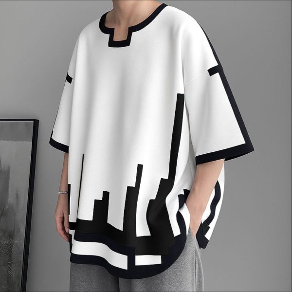 T-shirt blanc homme oversize pixelisé