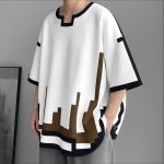 T-shirt-blanc-homme-oversize-a-motifs-geometriques-pixelises-et-bordures-contrastees-picture-9