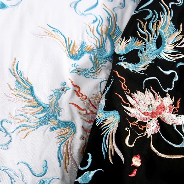 T-shirt-brode-streetwear-en-coton-a-motifs-de-phenix-miniature