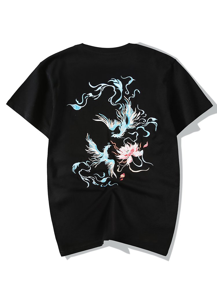 T-shirt-brode-streetwear-en-coton-a-motifs-de-phenix-picture-2