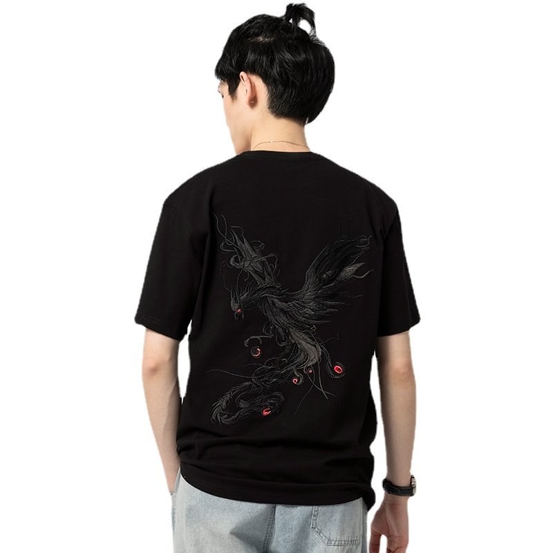 T-shirt-col-rond-a-phenix-japonais-brode-dans-le-dos-picture-3