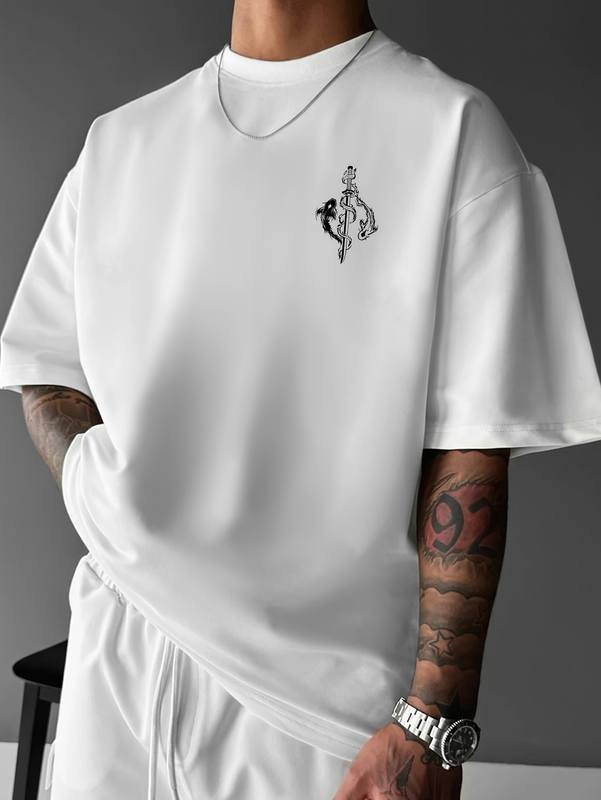 T-shirt-dragon-japonais-a-col-rond-avec-carpe-koi-et-epee-picture-3