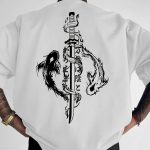 T-shirt-dragon-japonais-a-col-rond-avec-carpe-koi-et-epee-picture-5