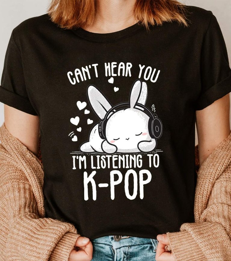 T-shirt-kpop-a-imprime-lapin-au-casque-audio-et-curs-picture-1
