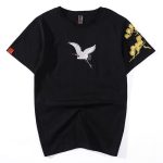 T-shirt-motif-japonais-a-broderie-de-grue-et-pin-dore-picture-2