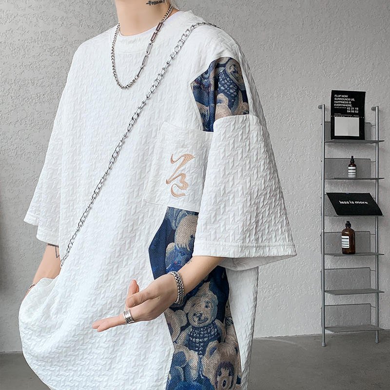 T-shirt-oversize-homme-a-motifs-doursons-et-poche-brodee-picture-2