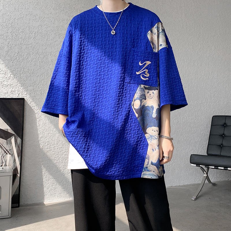 T-shirt-oversize-homme-a-motifs-doursons-et-poche-brodee-picture-4