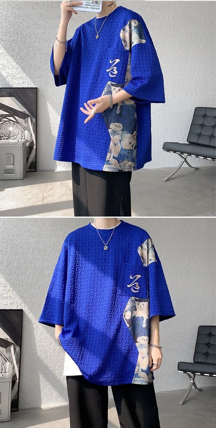 T-shirt-oversize-homme-a-motifs-doursons-et-poche-brodee-picture-5