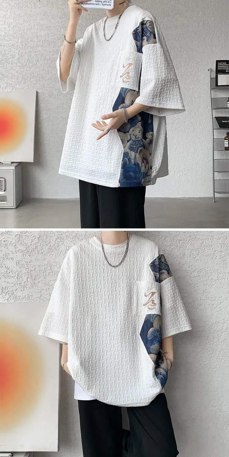 T-shirt-oversize-homme-a-motifs-doursons-et-poche-brodee-picture-6