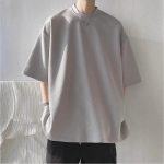 T-shirt-oversize-homme-a-texture-gaufree-et-motif-geometrique-en-relief-picture-4