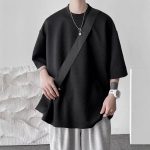 T-shirt-oversize-homme-a-texture-gaufree-et-motif-geometrique-en-relief-picture-6