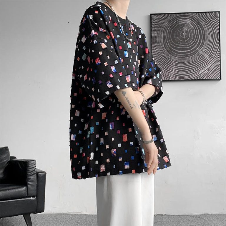 T-shirt-oversize-imprime-a-carres-colores-picture-3