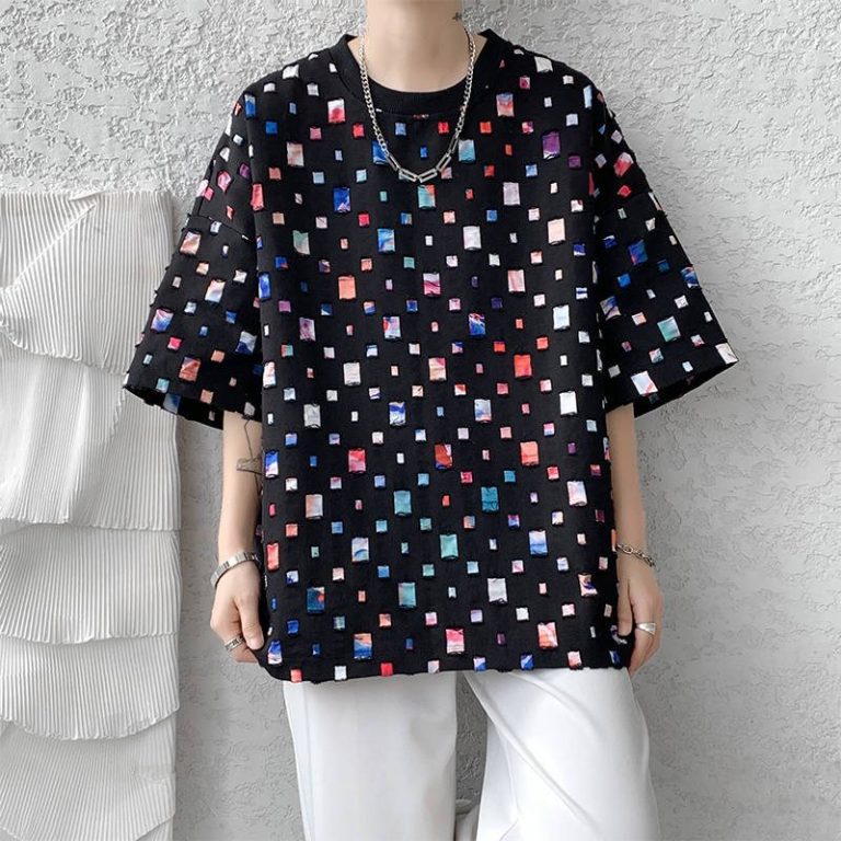 T-shirt-oversize-imprime-a-carres-colores-picture-4