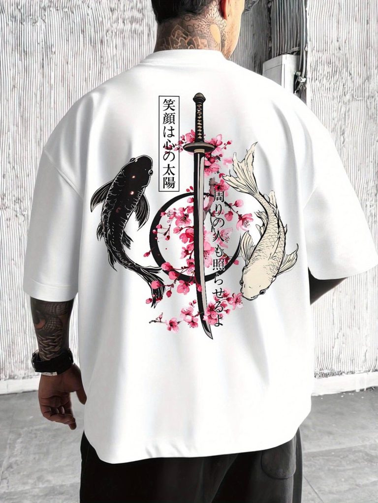 T-shirt-oversize-imprime-japonais-a-carpes-koi-et-katana-au-dos-picture-3