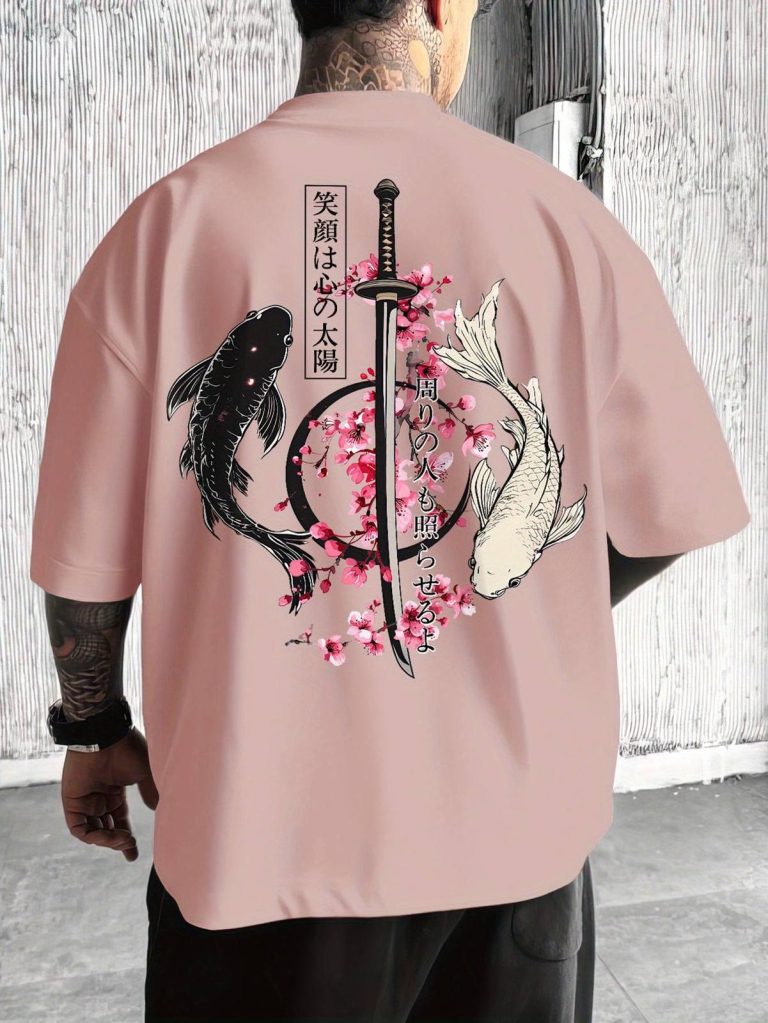 T-shirt-oversize-imprime-japonais-a-carpes-koi-et-katana-au-dos-picture-4