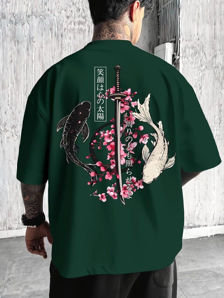 T-shirt-oversize-imprime-japonais-a-carpes-koi-et-katana-au-dos-picture-5