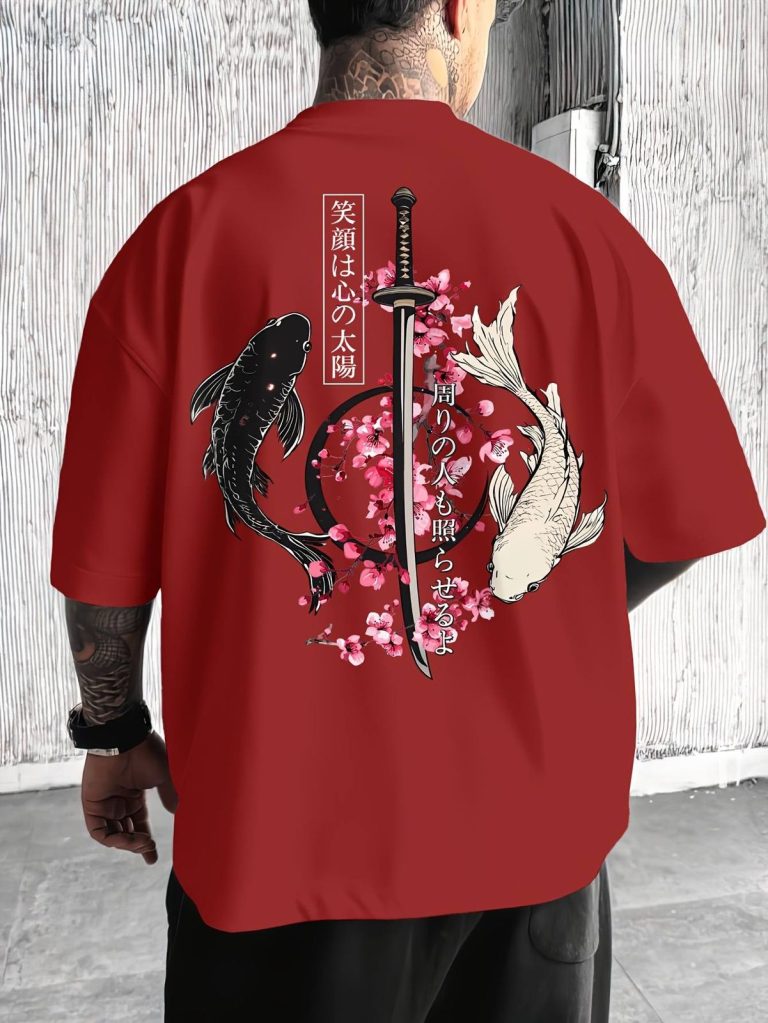 T-shirt-oversize-imprime-japonais-a-carpes-koi-et-katana-au-dos-picture-6