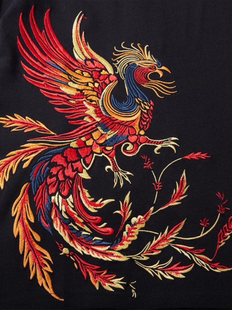 T-shirt-phenix-brode-en-coton-aux-ailes-deployees-style-streetwear-picture-2