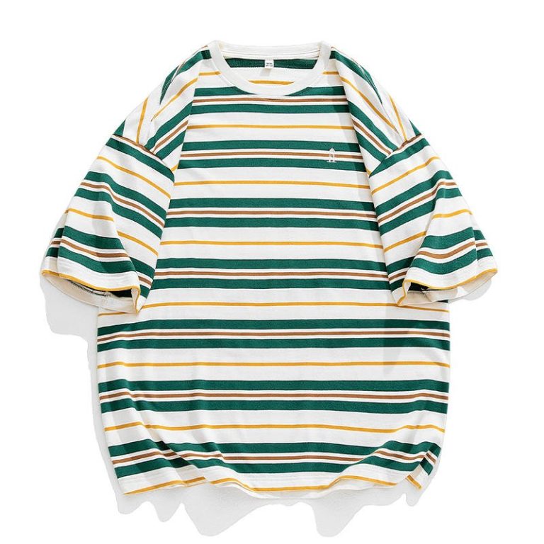 T-shirt-raye-coreen-a-coupe-ample-avec-manches-courtes-et-col-rond-picture-3
