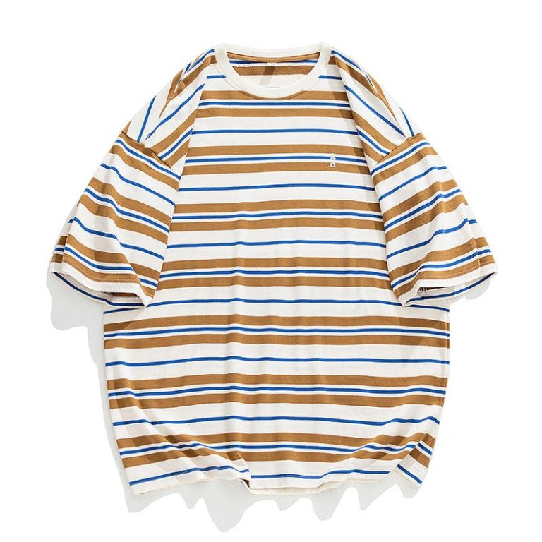 T-shirt-raye-coreen-a-coupe-ample-avec-manches-courtes-et-col-rond-picture-4