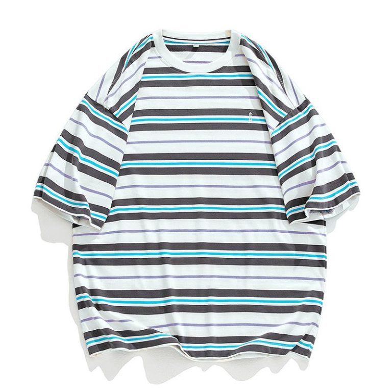 T-shirt-raye-coreen-a-coupe-ample-avec-manches-courtes-et-col-rond-picture-5