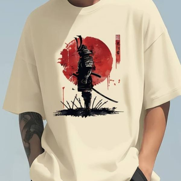 T-shirt samouraï oversize à motif japonais