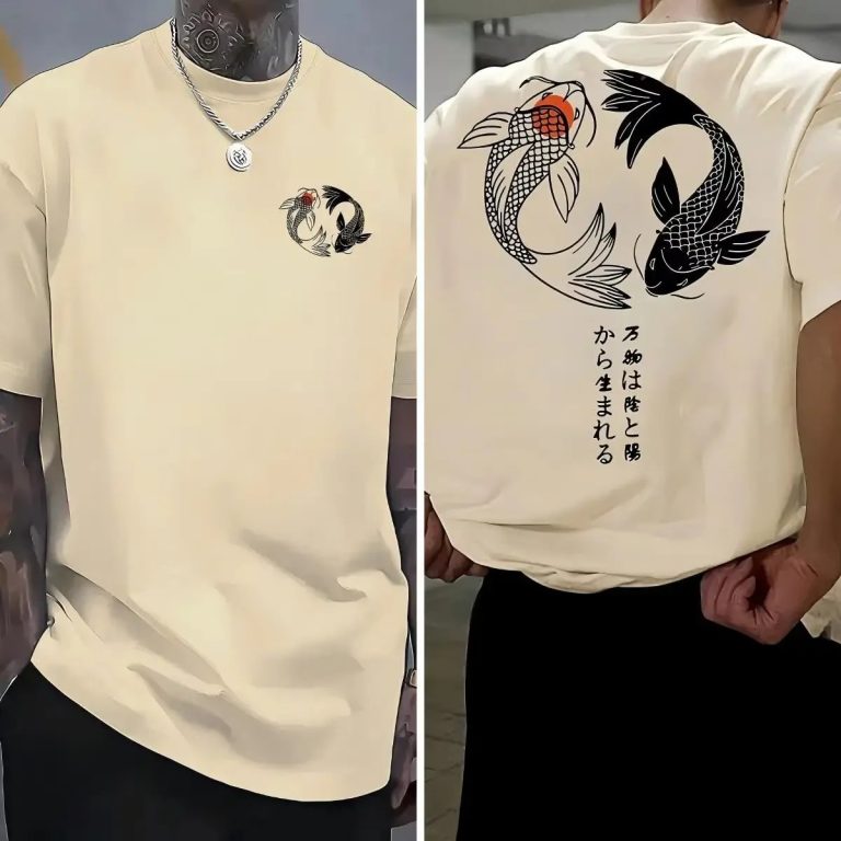 T-shirt-yin-yang-koi-en-coton-respirant-avec-kanji-japonais-picture-2