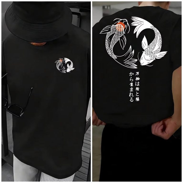 T-shirt-yin-yang-koi-en-coton-respirant-avec-kanji-japonais-picture-3