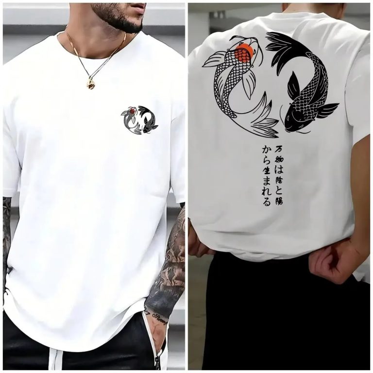 T-shirt-yin-yang-koi-en-coton-respirant-avec-kanji-japonais-picture-4