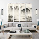 Tableau-japonais-noir-et-blanc-de-paysages-montagneux-sur-kakemono-picture-2