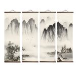 Tableau-japonais-noir-et-blanc-de-paysages-montagneux-sur-kakemono-picture-7