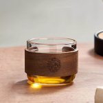Tasse-a-the-en-verre-borosilicate-avec-manchon-amovible-en-bois-de-noyer-grave-picture-5